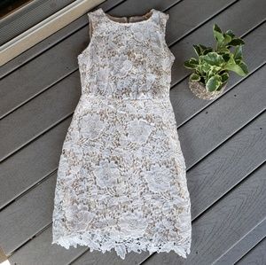 Hollow Out White Crochet Lace Fit and Flare Dress